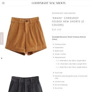 'Emani' Corduroy Folded Hem Shorts (Tan)